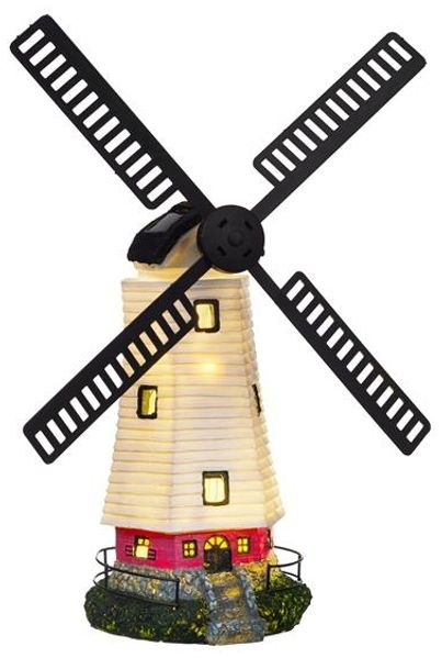 Solar Windmühle mit LED Licht für außen | die besondere Solarleuchte für den Garten | automatische Ein- und Ausschaltung | ca. 53 cm