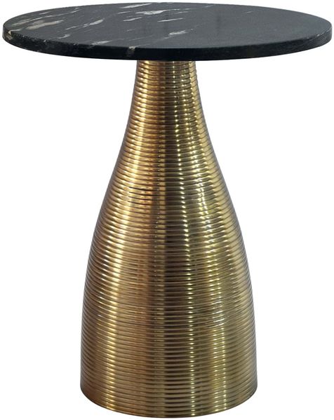 Beistelltisch Rund 40cm Gold mit Massiver Marmorplatte Schwarz - Wohnzimmertisch Naturstein Anstelltisch - Sofatisch Design Metall Couchtisch - Wohnzimmer Tisch Modern Handmade