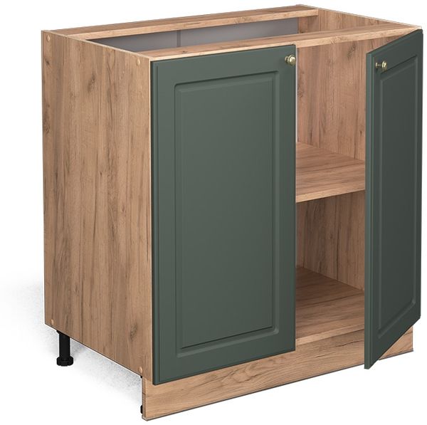 Küchenunterschrank Fame-Line Grün-Gold Landhaus 80 cm mit Regal, AP Eiche Vicco