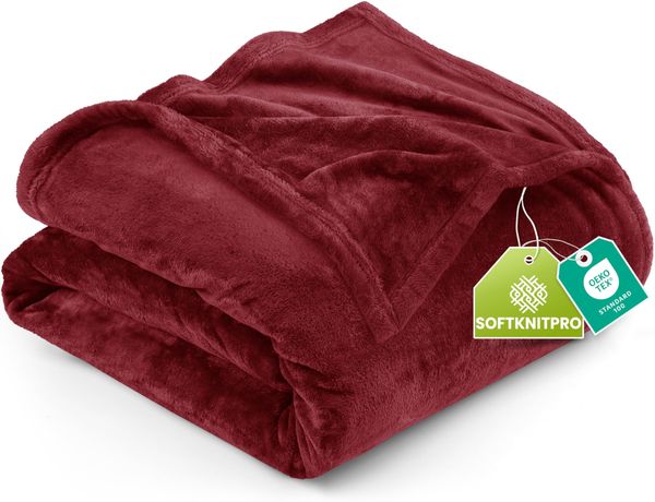 Utopia Bedding Fleecedecke Leichte Decke für Bett, Couch oder Sofa, Geeignet für alle Jahreszeiten [259x228 cm, Burgunder]
