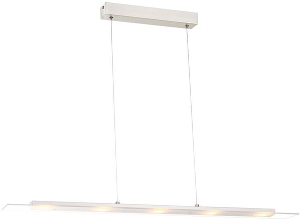 LED Hängelampe, nickel matt, Glas satiniert, H 150 cm