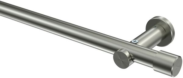 Gardinenstangen-Set Platon Santo 140 cm, 1-läufig (ohne Ringe), 20 mm Ø Edelstahl-Optik