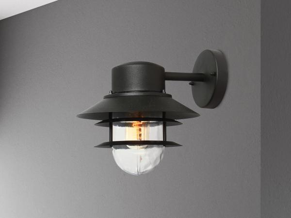 LED Wetterfeste Downlight Außen Wandlaterne aus Edelstahl, Schwarz Höhe 24cm