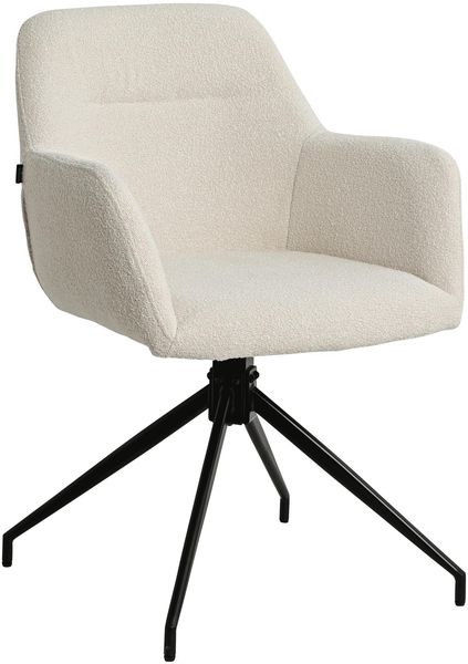 CLP Esszimmerstuhl Merlinda mit Teddystoff, 360° drehbar mit Armlehnen,creme