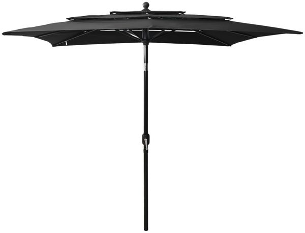 vidaXL Sonnenschirm mit Aluminium-Mast 3-lagig Schwarz 2,5x2,5 m 313842