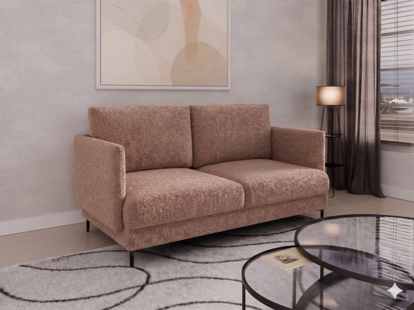 Sofa Designersofa HELMER 2-Sitzer Stoff Baloo Cappuccino