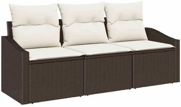vidaXL Gartensofa-set mit Kissen 3 pcs Braun und Weiß Poly-Rattan 3355247