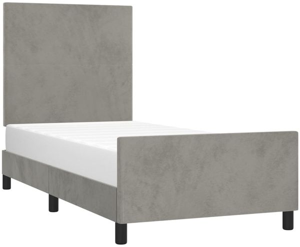Bettgestell mit Kopfteil Samt Hellgrau 90x200 cm, Härtegrad: H2 [3125611] Bild 3