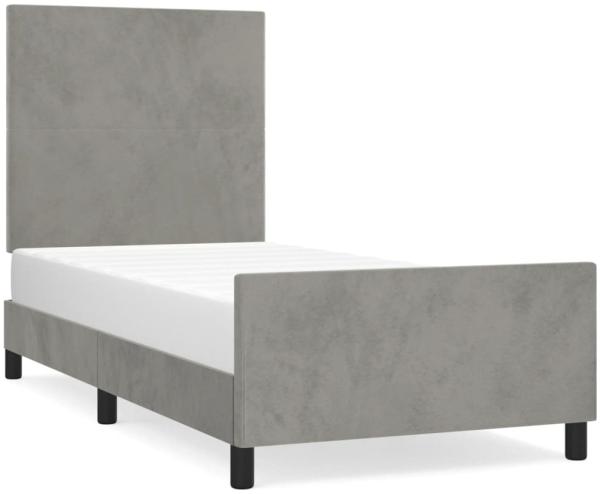Bettgestell mit Kopfteil Samt Hellgrau 90x200 cm, Härtegrad: H2 [3125611]