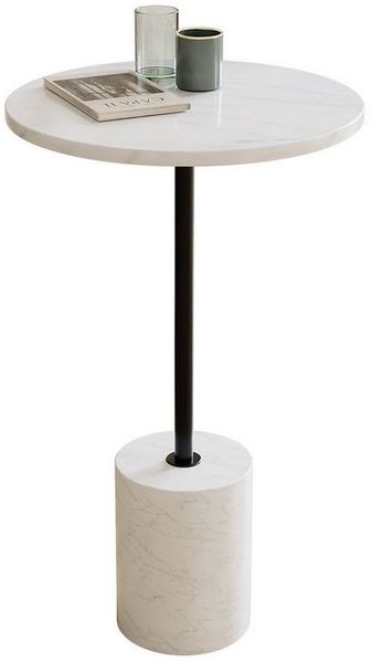 Liadomo Beistelltisch Goro (drei verschiedene Farben), massiver Marmortisch rund Ø 36 cm – für Wohnzimmer & Schlafzimmer