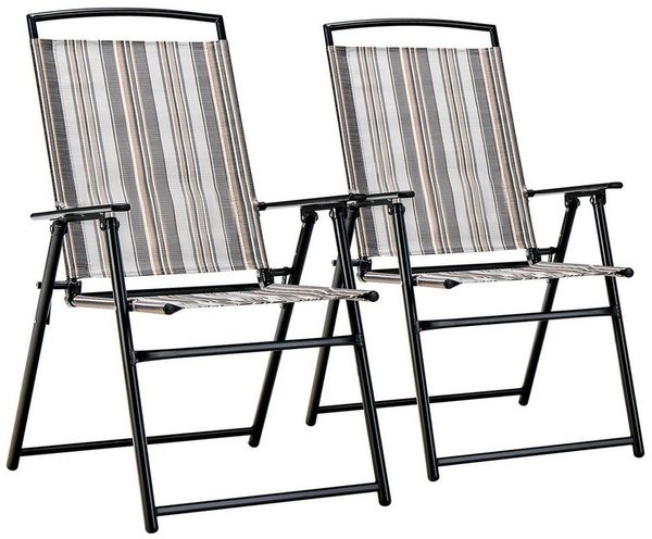 COSTWAY Gartenstuhl 2er Set Hochlehner Klappstuhl (2 St), bis 150kg