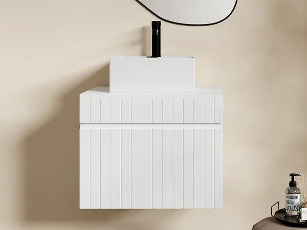 Vente-unique - SATARA Waschbeckenmöbel Holz, Platte Weiß - B 46 cm x H 46 cm x L 60 cm