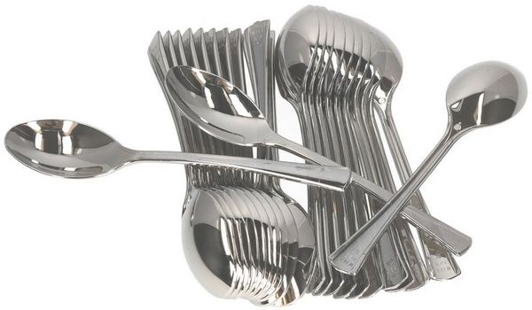 MamboCat Besteck-Set 25er Set Reflections Plastik Löffel in Metall-Optik Einweglöffel, Kunststoff
