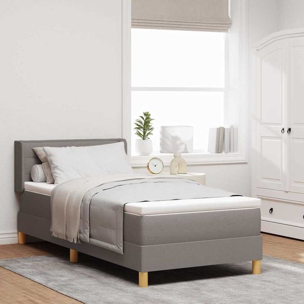 vidaXL Boxspringbett mit Matratze mit Kopfteil Taupe 190 x 90 cm Stoff 3341206