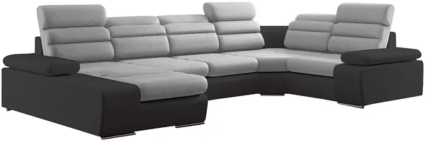 Vente-unique - BOILEAU Sofa KunstlederStoff Grau - B 217 cm x H 100 cm x L 362 cm