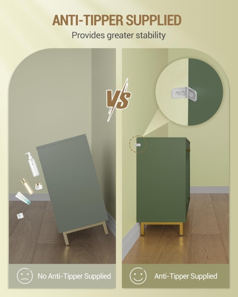 Badezimmerschrank, Badschrank, Küchenschrank mit 2 Türen, Beistellschrank, Sideboard mit offenem Fach, Kommode, verstellbare Ablage, Badezimmer, 35 x 100 x 75 cm, Waldgrün Bild 7