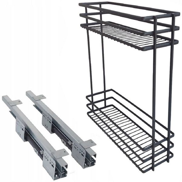 Prima-Online Auszugsunterschrank Küchenauszug Unterschrank Anthrazit Soft-Close Vollauszug 15 20 cm