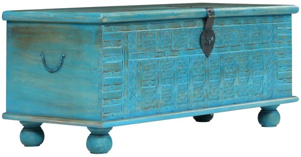 vidaXL Aufbewahrungstruhe Massivholz Mango Blau 100x40x41 cm 246479