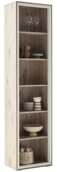 Vitrine >SANTERNO< 1 Tür, 6 Fächer, in Viking Eiche Dekor - 50x197x32 (BxHxT)