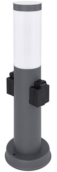 RGB LED Sockelleuchte, Edelstahl, 2x Steckdose, H 45 cm
