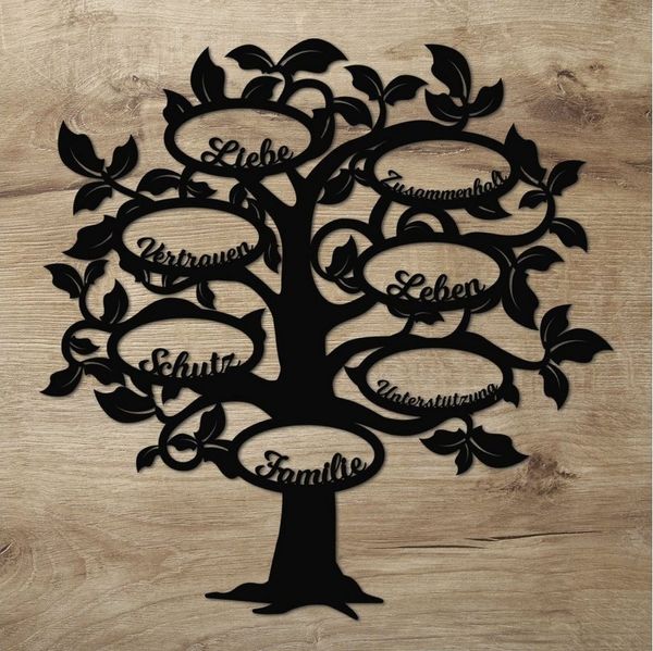 Namofactur 3D-Wandtattoo Holz Wandbild 'Familie Baum' Wanddeko, Wanddekoration Familien Stammbaum, Wandgestaltung für dein Wohnzimmer