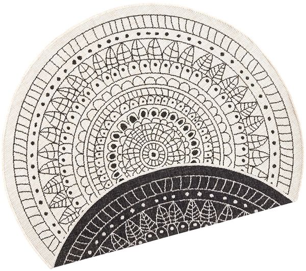 in- & Outdoor Wendeteppich Porto, rund - schwarz creme - 100 cm Durchmesser