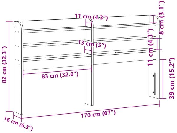 vidaXL Kopfteil mit Ablagen Weiß 160 cm Massivholz Kiefer 850945 Bild 9