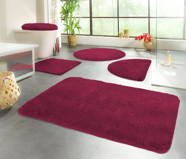 KiNZLER Badematte Chaozhou, Badvorleger, Badezimmer Teppich, Höhe 20 mm, rutschhemmend beschichtet, fußbodenheizungsgeeignet, Polyester, halbrund, Badteppich, Uni Farben, weich, als rechteckig, rund & Set erhältlich