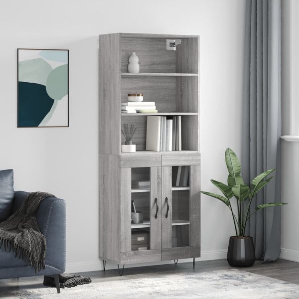 vidaXL Highboard Grau Sonoma 69,5x34x180 cm Holzwerkstoff 3189315