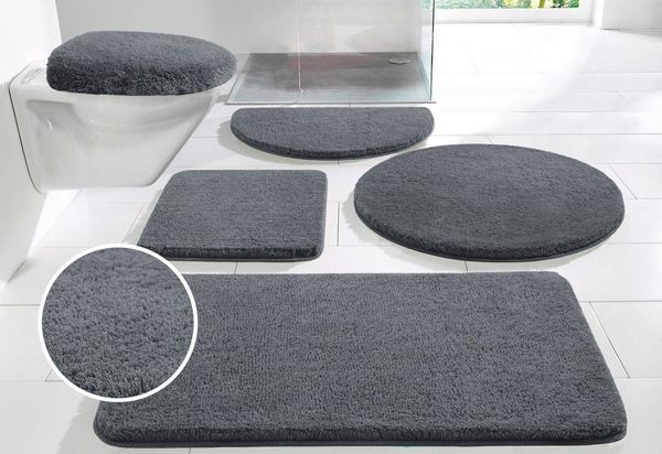 OTTO home Badematte Merida, Badvorleger, Badezimmer Teppich, Höhe 32 mm, rutschhemmend beschichtet, schnell trocknend, strapazierfähig, fußbodenheizungsgeeignet, Kunstfaser, rechteckig, Badteppich, Uni Farben, rechteckig, rund & als 2-tlg. Set erhältlich