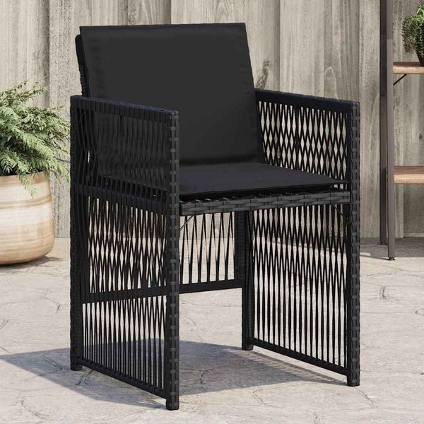 vidaXL Gartenstühle mit Kissen 4 Stk. Schwarz Poly Rattan 364967