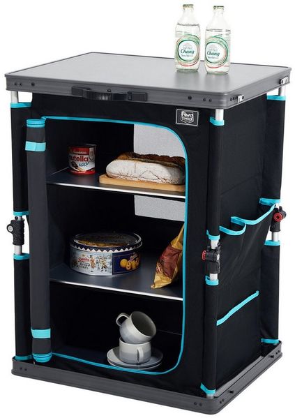 TIMBER RIDGE Campingtisch Faltbar Campingküche, Campingschrank mit 3 Fächern und 30kg Tragkraft (1-St), aus Aluminium und Polyester, 60 x 50 x 80 cm, schwarz