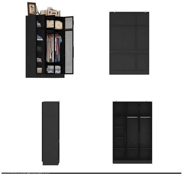 FUFU&GAGA Kleiderschrank mit Glastüren und Beleuchtung 190 cm
