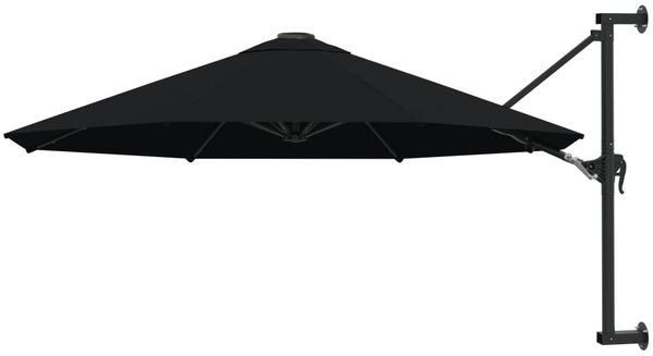 vidaXL Sonnenschirm zur Wandmontage mit Metall-Mast 300 cm Schwarz 47300