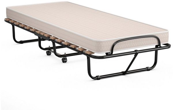 COSTWAY Gästebett klappbar mit Matratze, 80x190 cm Einzelbett mit Rollen