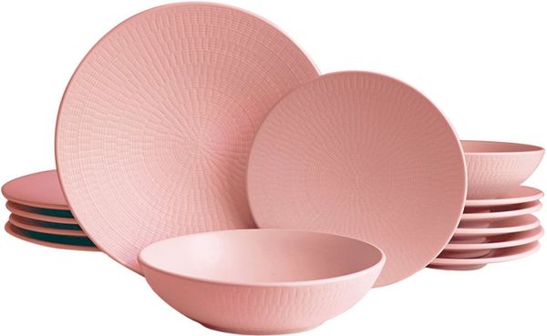 ECHTWERK Tafelservice Blanka Nature-Design (18-tlg), 6 Personen, Steingut, Teller Set, mit Struktur