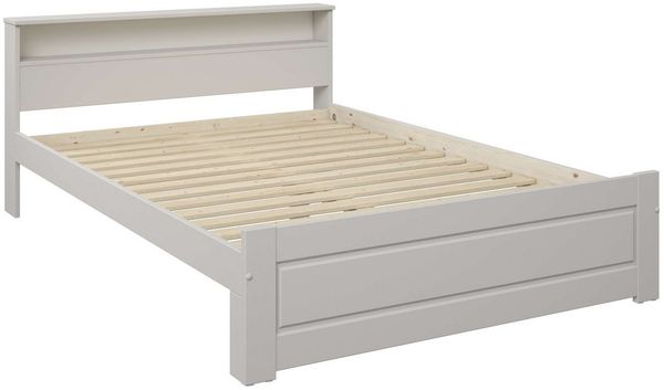 OTTO home Massivholzbett FLAVION, Jugendbett, Stauraum, FSC® zertifizierte Kiefer (Breite: 90, 140, 180), Qualitätsprodukt, Regal, Kassettenoptik, Schublade optional