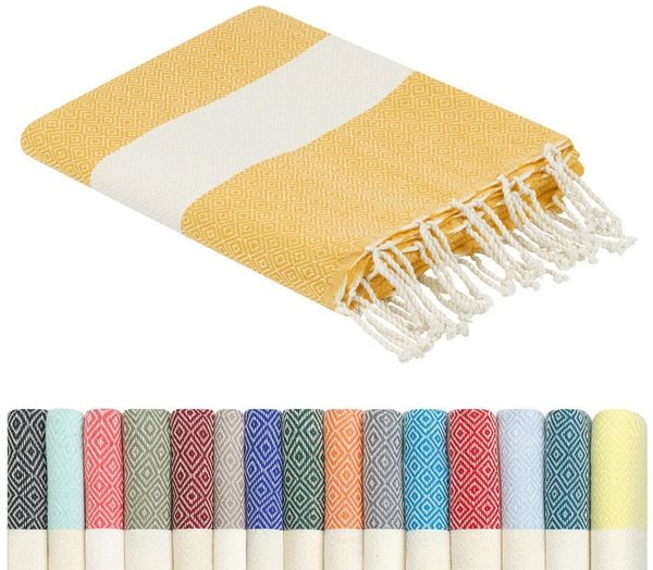 furora HOLIDAY Strandtuch groß 100x200 cm Strand Tuch, aus Baumwolle, Hamamtuch Badetuch, leicht, lang, dünn & kompakt