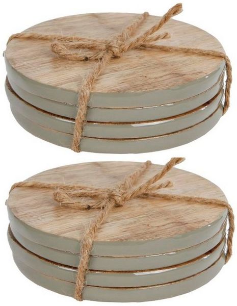 Macosa Home Getränkeuntersetzer Glasuntersetzer Untersetzer rund Holz Tischdeko Platzset, Zubehör für Flaschen Gläser Tassen, 8er Set, 8-tlg.