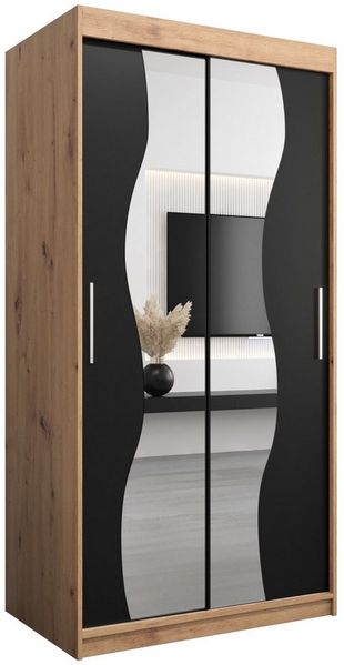 ABIKS MÖBEL Schwebetürenschrank MADRYT Schlafzimmerschrank - mit Spiegel, Kleiderstange und Regalen