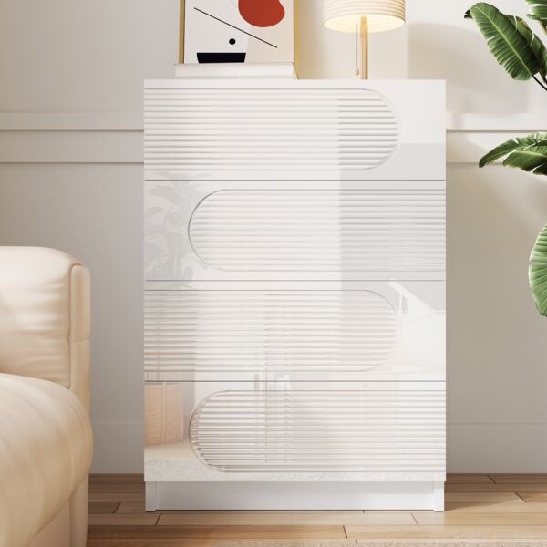Kommode, MDF/Spanplatte mit 4 Schubladen & Vollauszug, 60x38,5x85 cm, Weiß