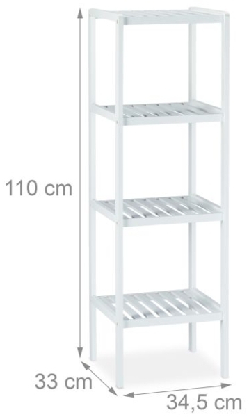 Relaxdays Badregal mit 4 Ablagen, Bambus weiß, 34,5 x 33 x 110 cm Bild 4