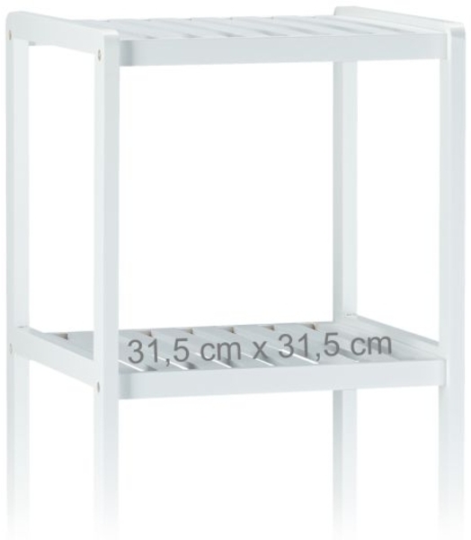 Relaxdays Badregal mit 4 Ablagen, Bambus weiß, 34,5 x 33 x 110 cm Bild 5