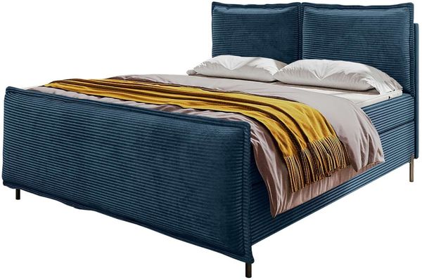 Boxspringbett Elysio Plus - Cordstoff - blau - 160x200 cm