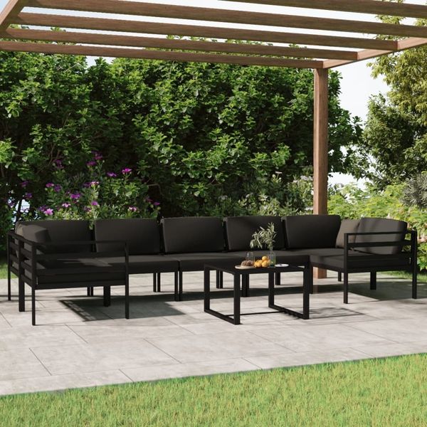 vidaXL 8-tlg. Garten-Lounge-Set mit Kissen Aluminium Anthrazit 3107812