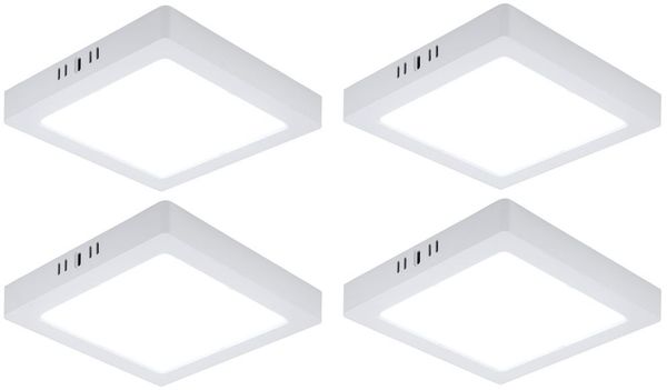 4er Set LED Deckenleuchte, Aufbau-Panel, Kunststoff, weiß, L 21,4 cm
