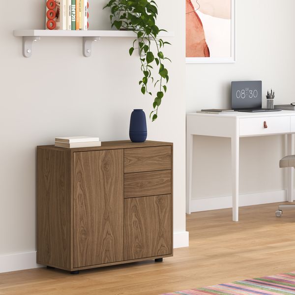 Sideboard Paarl mit 2 Türen 74x79x36 cm Walnussoptik [en. casa]
