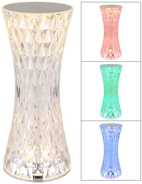 LED Tischlampe, Kristalloptik, RGB Farbwechsel, H 18,5 cm