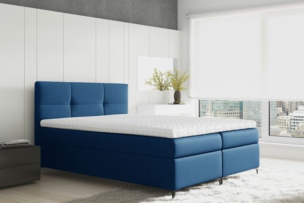 99rooms Nelson Boxspringbett Strukturstoff 120x200 cm Dunkelblau