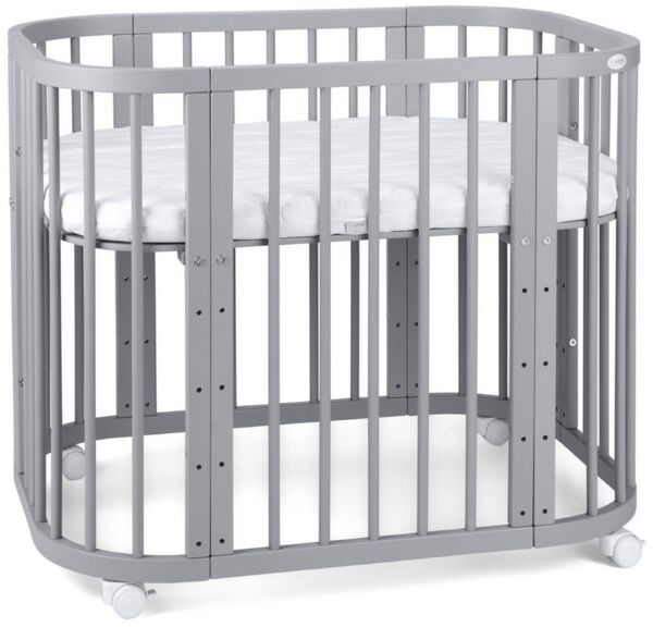 Waldin Babybett Babybett, Beistellbett aus Holz, 5in1 mit Matratze, Belüftet